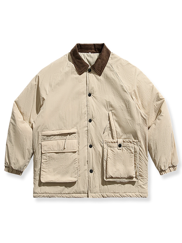 PESSOA | Three-color corduroy collar padded jacket