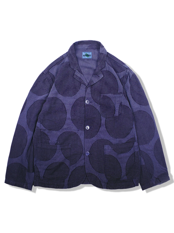 Boro round patch indigo dyed tailored jacket