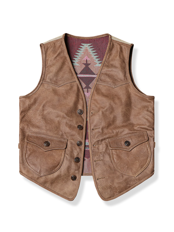 PESSOA | NAVAJO pattern genuine leather western vest