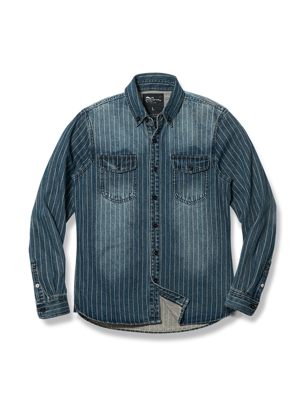 American casual striped denim shirt