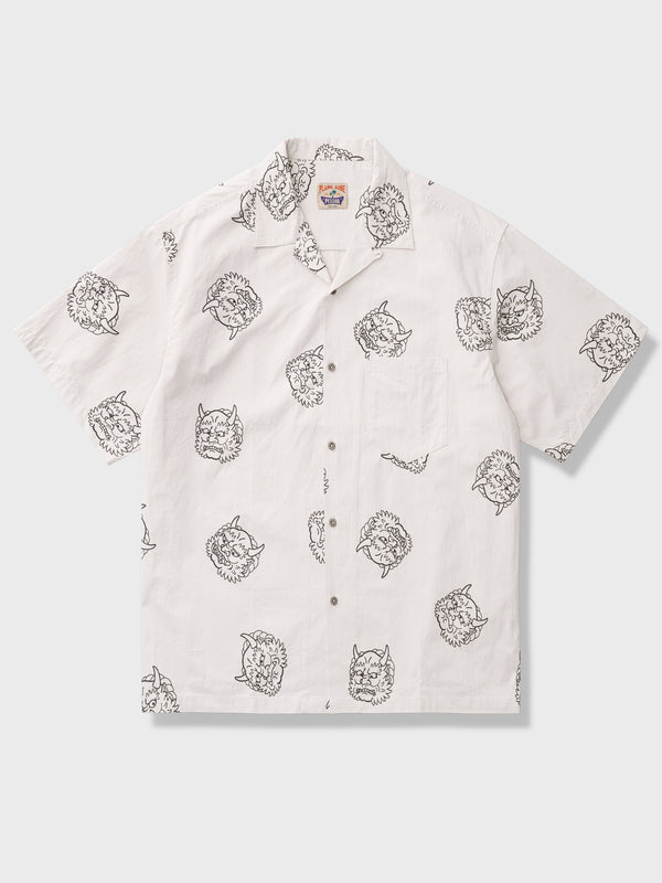 Wind and Thunder God Print Cuban Shirt