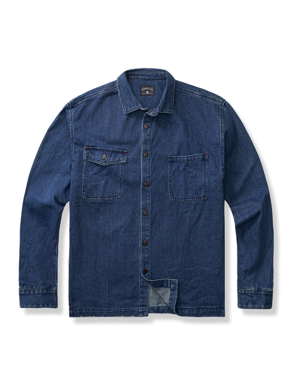 Processed washed denim shirt