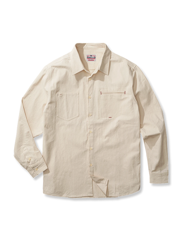 PESSOA | Cotton shell collar long sleeve retro shirt