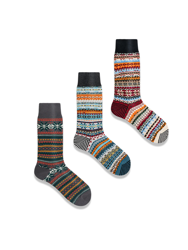 PESSOA | 3-pair set of thick ethnic socks #PB