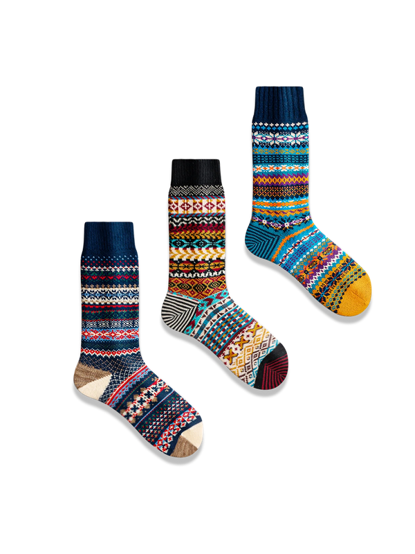 PESSOA | 3-pair set of thick ethnic socks #PD