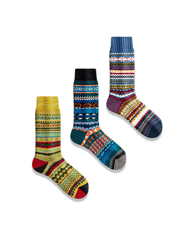 PESSOA | 3-pair set of thick ethnic socks #PF