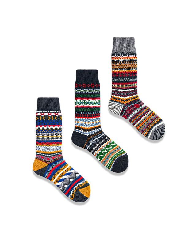 PESSOA | 3-pair set of thick ethnic socks #PG