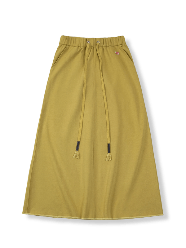 Olive green drawstring A-line skirt