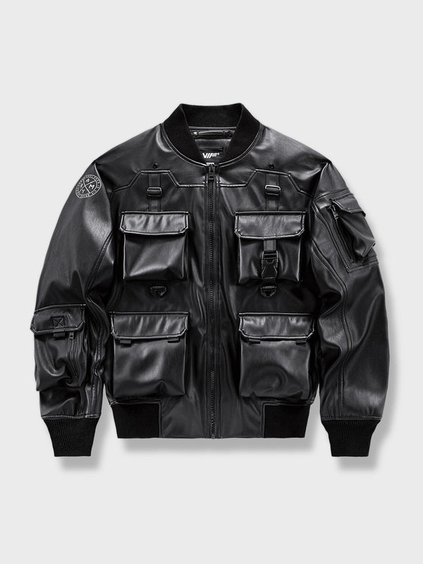 Air Porco | Multi-pocket leather jacket