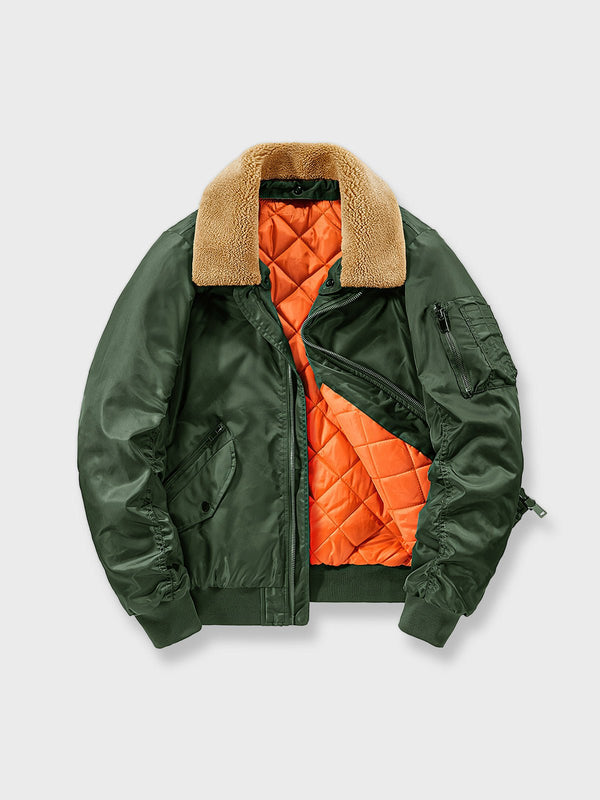 Air Porco | Thick padded flight jacket with detachable collar