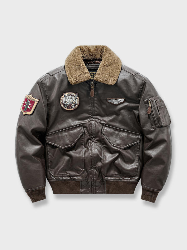 Air Porco | Turn-down collar leather jacket