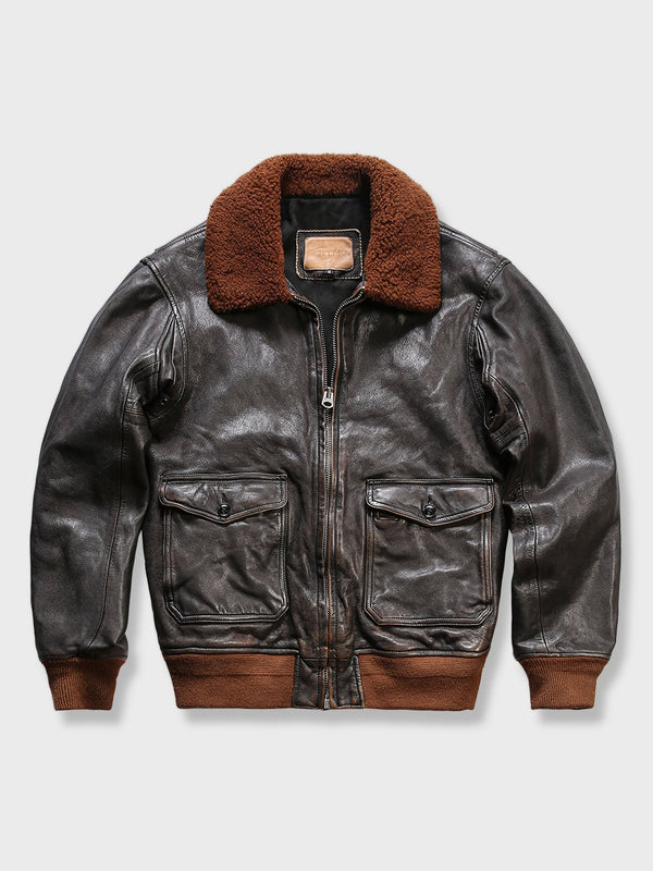 Air Porco｜G1 wool collar flight leather jacket