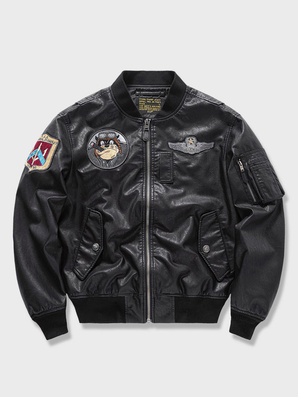 Air Porco | MA-1 leather flight jacket "biker"