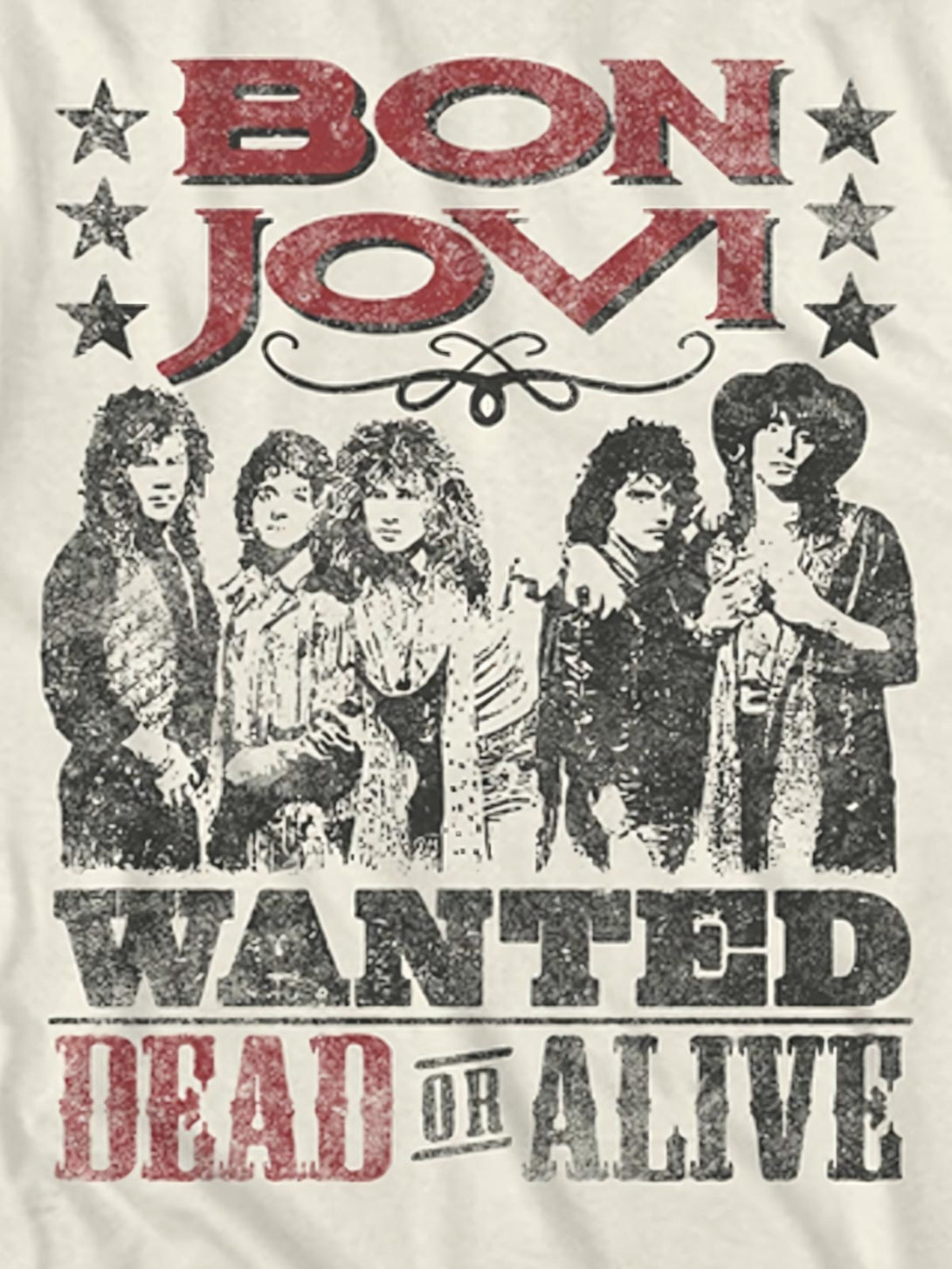 Bon Joviバンド『Wanted Dead or Alive』ヴィンテージプリントTシャツ詳細展示