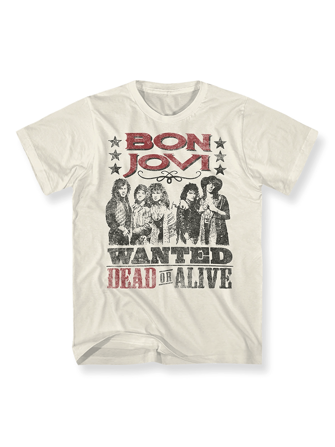 Bon Joviバンド『Wanted Dead or Alive』ヴィンテージプリントTシャツ前面図