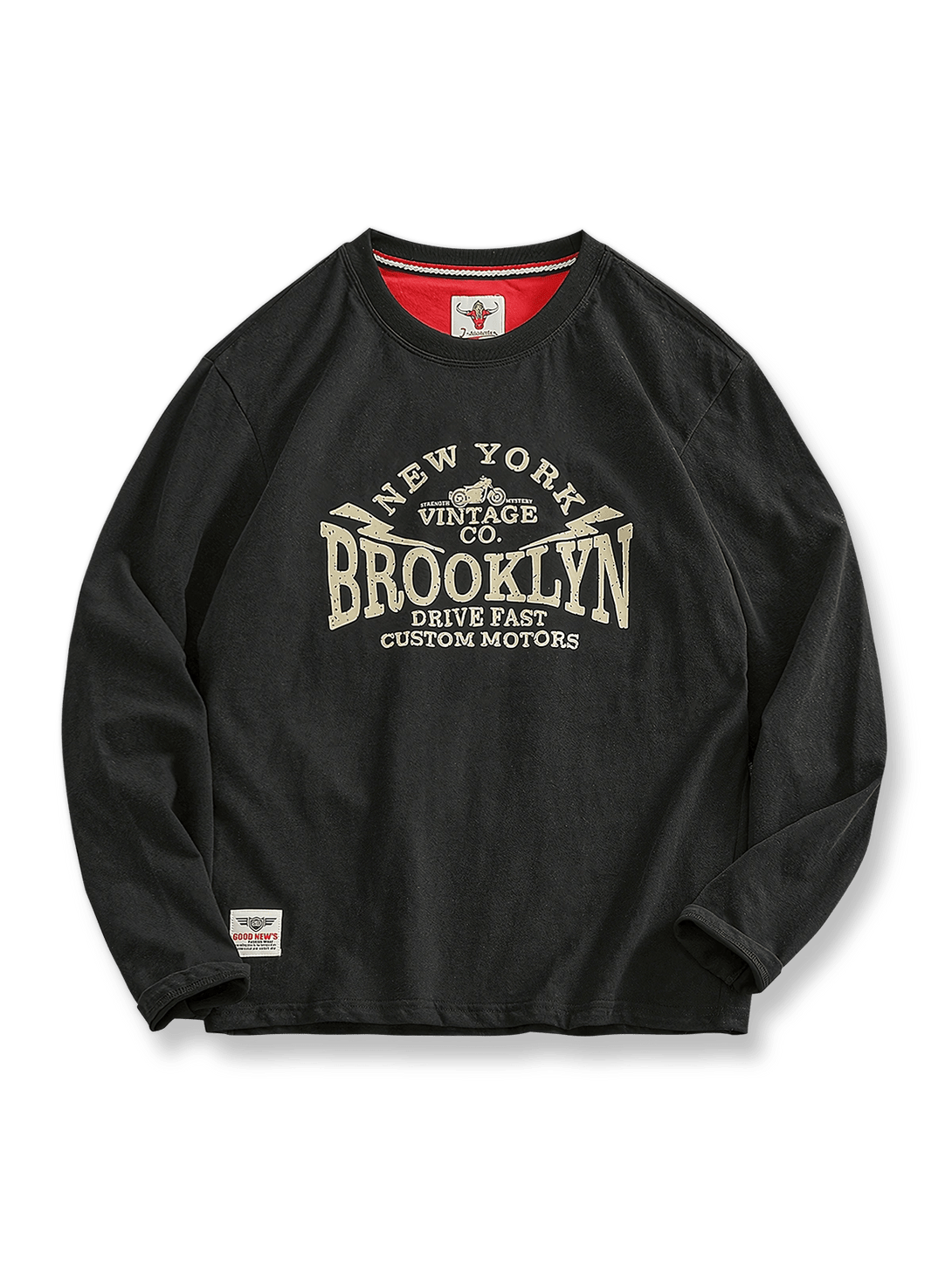 製品画像: BROOKLYNヴィンテージプリント長袖Tシャツの全体展示