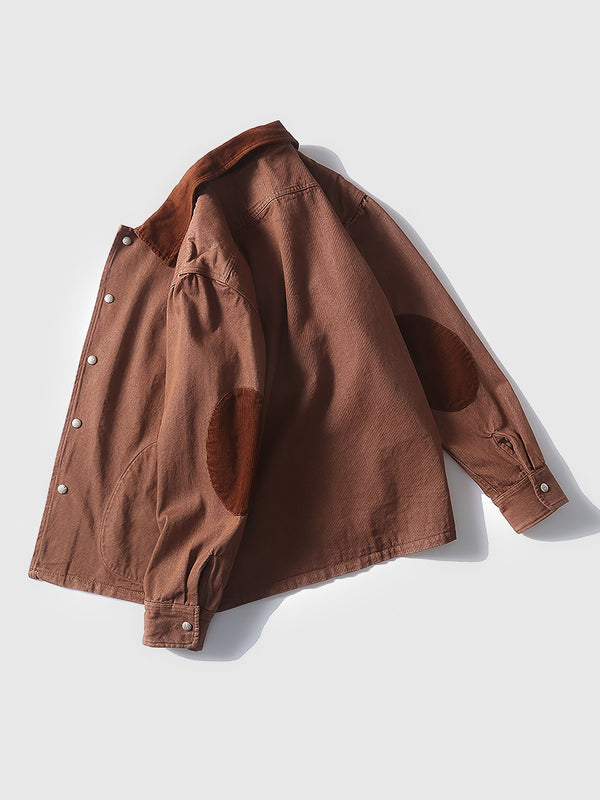 Corduroy collar elbow patch brown jacket