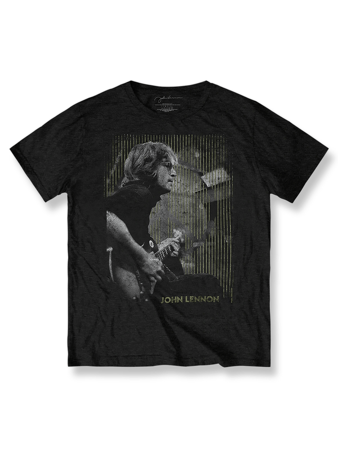  John Lennon Tシャツ前面のクラシックなギター演奏画像