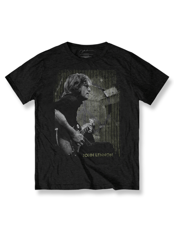  John Lennon Tシャツ前面のクラシックなギター演奏画像