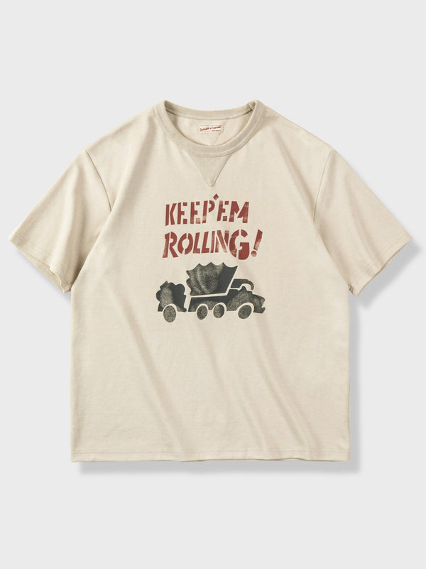 "KEEP'EM ROLLONG" printed T-shirt