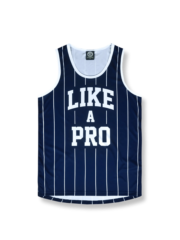 製品画像: LIKE A PROネイビーストライプバスケタンクトップ正面画像