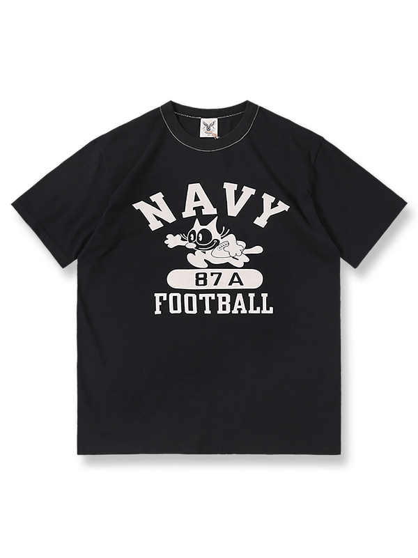 Navy Felix the Cat筒編み無縫製アメリカンヴィンテージ短袖Tシャツの全景画像