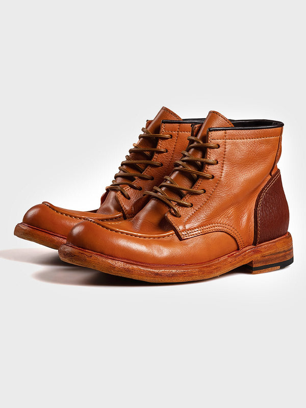 Parata | Washed leather combination short boots