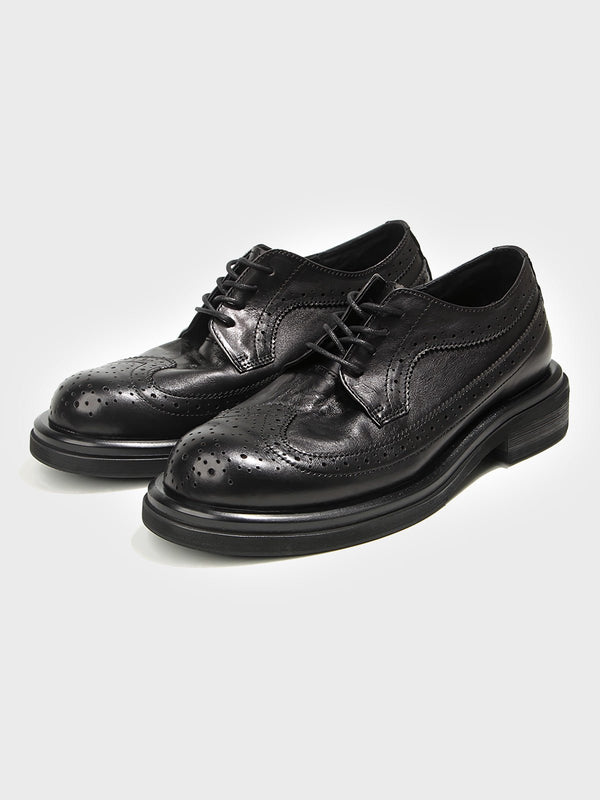 Parata | Brogue engraved cowhide leather shoes