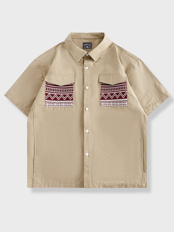 PARDON | Ethnic style pocket short sleeve shirt