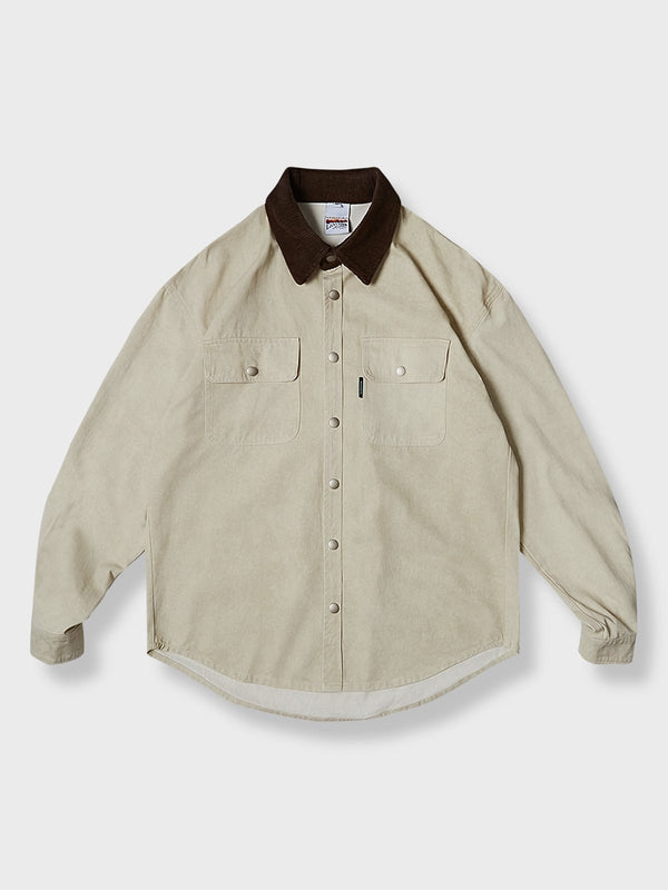 PARDON | Corduroy collar washed denim jacket