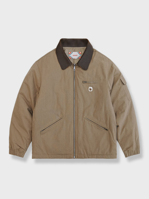 PARDON | Leather-collar canvas work jacket