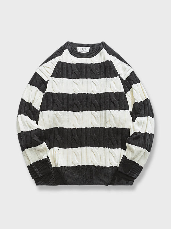 PARDON | Striped cable knit sweater