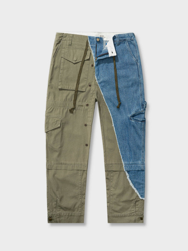 PARDON | Military and denim combination tapered pants