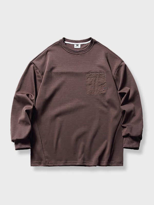 PARDON | Raglan long sleeve T-shirt with different material pockets