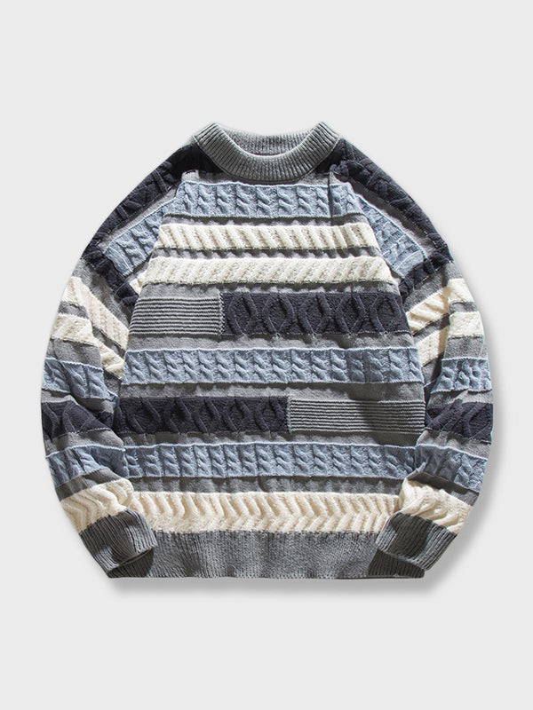 PARDON | 2-color round neck knit sweater