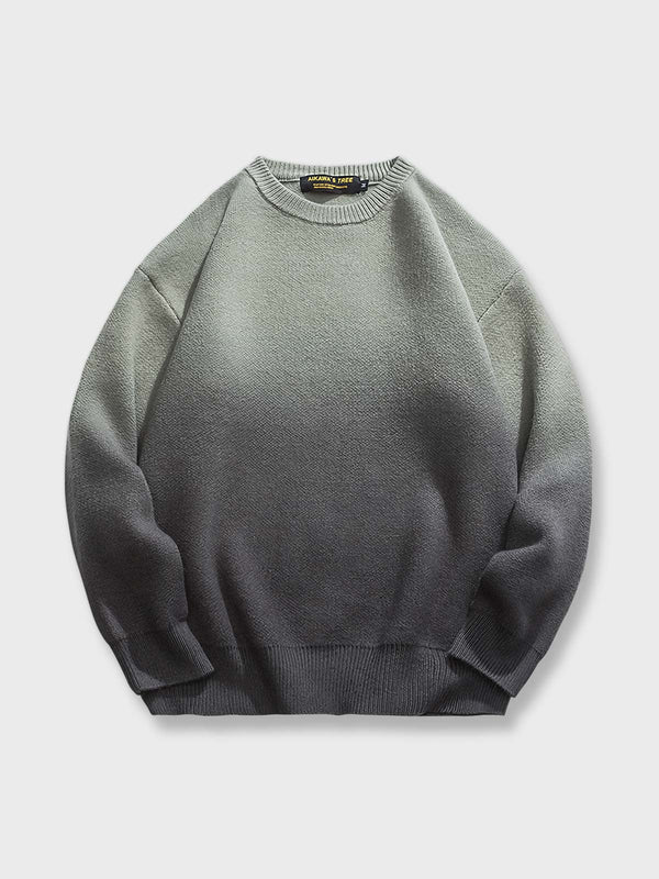 PARDON | 4-color gradient grey crew neck knit sweater