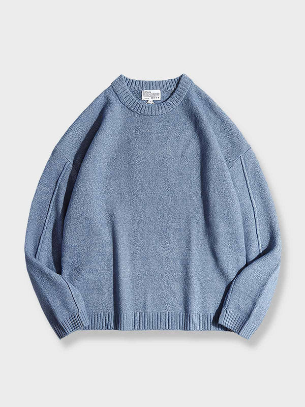 PARDON | Crew neck blue wool knit