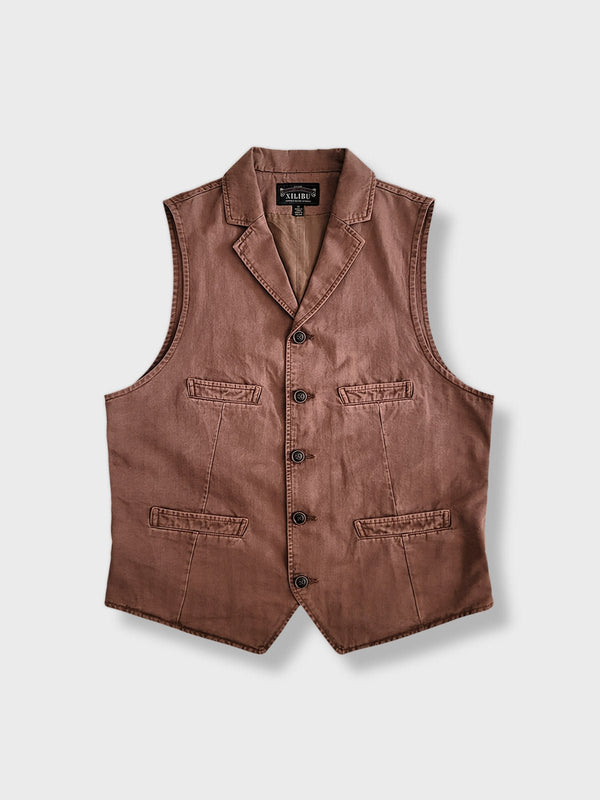 Herringbone pattern vest with adjustable waist