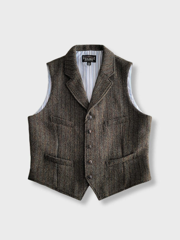 Wool blend check vest