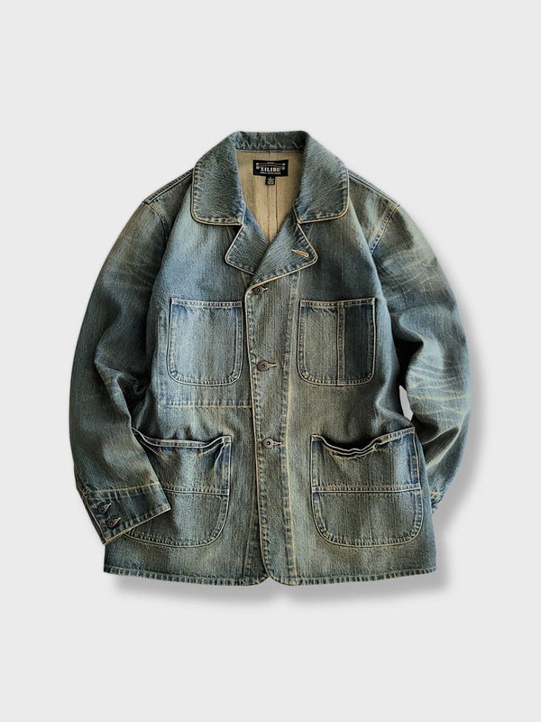 Washed denim work jacket