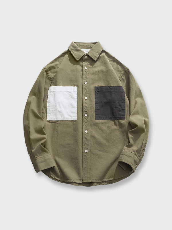 Color Block Pocket Work Shirt