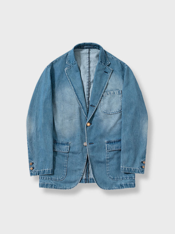 Washed single-breasted denim jacket