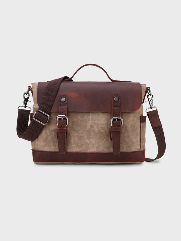 Canvas Leather Mix Messenger Bag