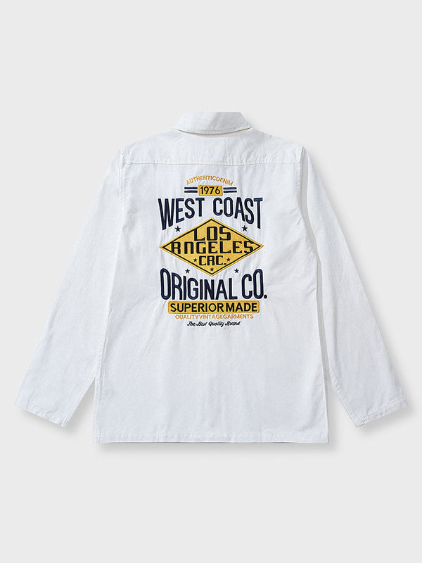 "West Coast" back embroidered long sleeve shirt