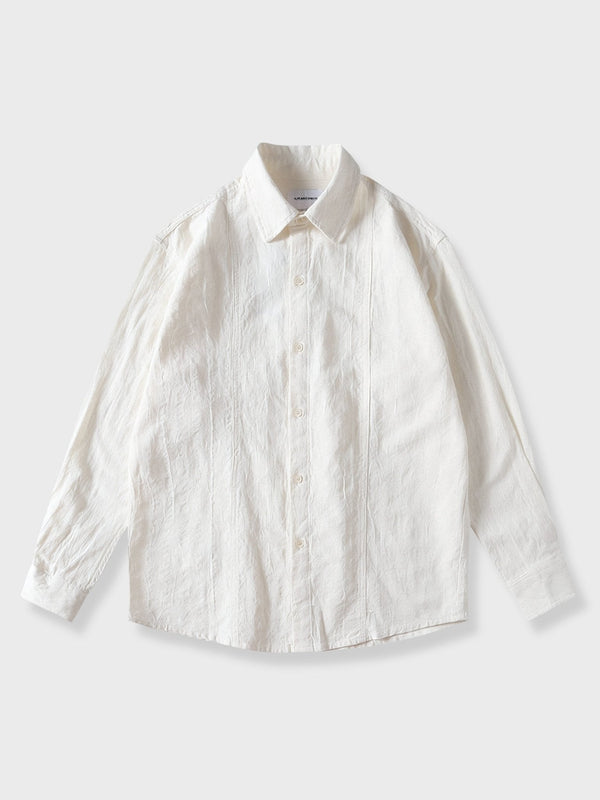 Original processing jacquard cotton linen long sleeve shirt