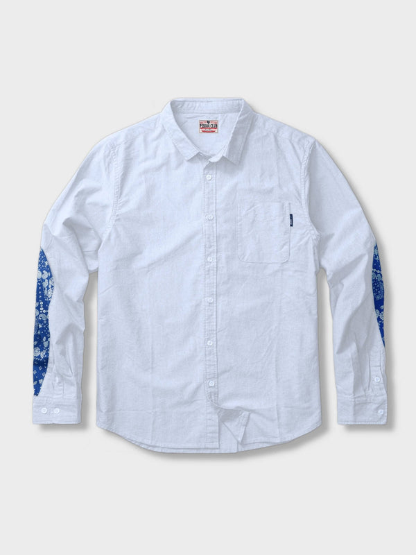 Washed cashew flower embroidered oxford shirt