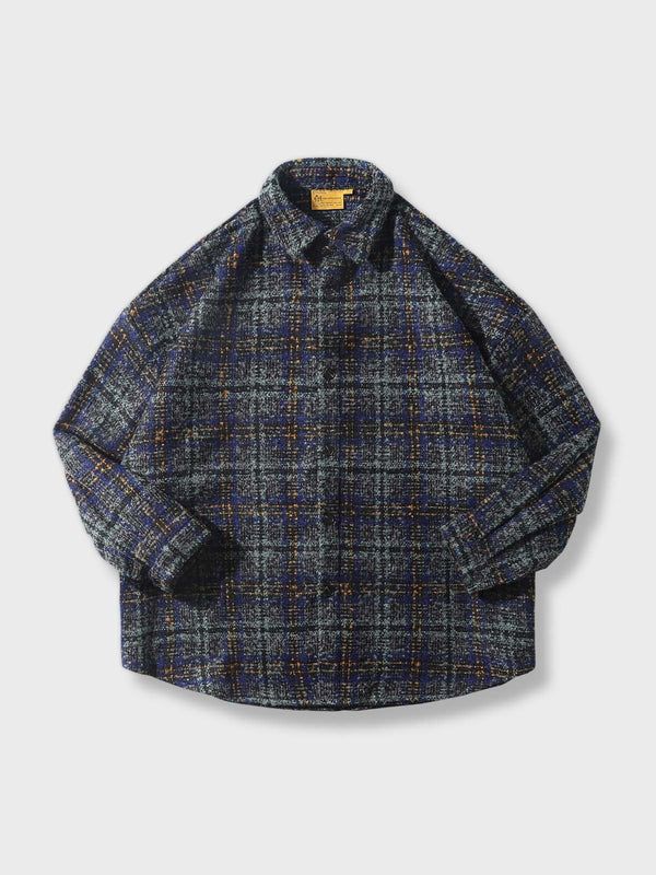 Wool blend check shirt