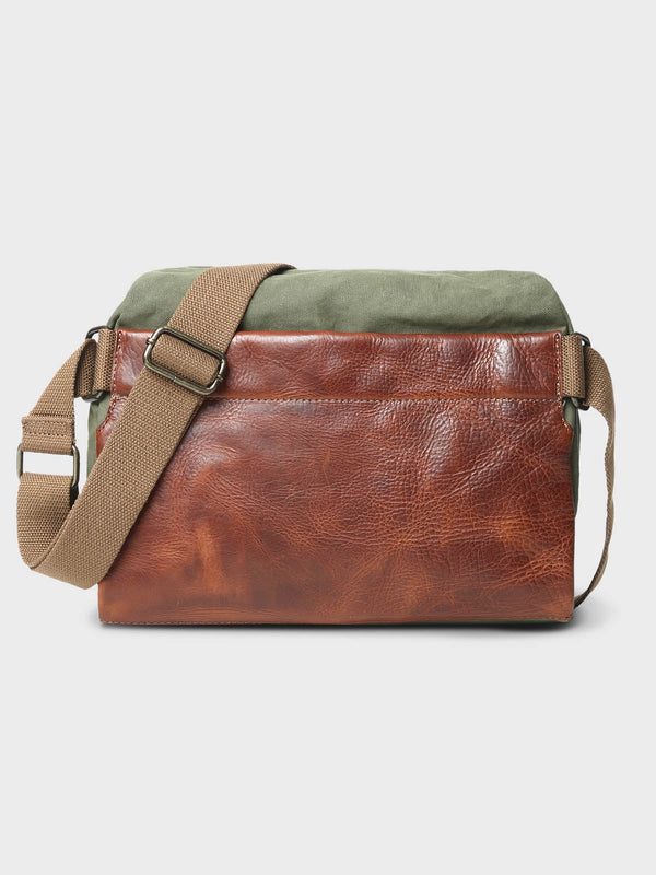 Earth Tone Leather Messenger Bag