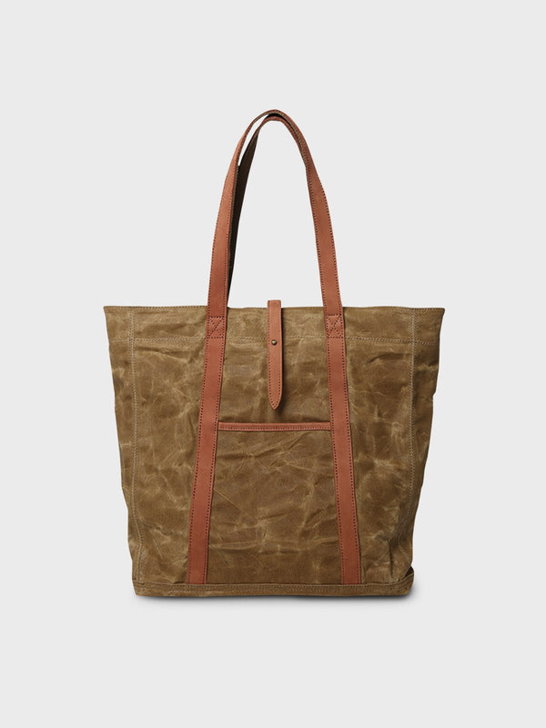 Canvas x Leather Stitched Tote Bag