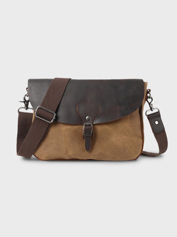 Oil wax canvas shoulder bag